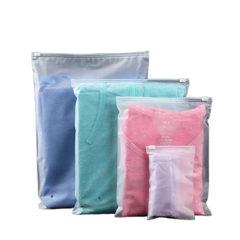 Wholesale Custom Packaging Printed Logo Self Sealing Shirt Zip Lock Clear Plastic Zipper Frosted Clothing Bags